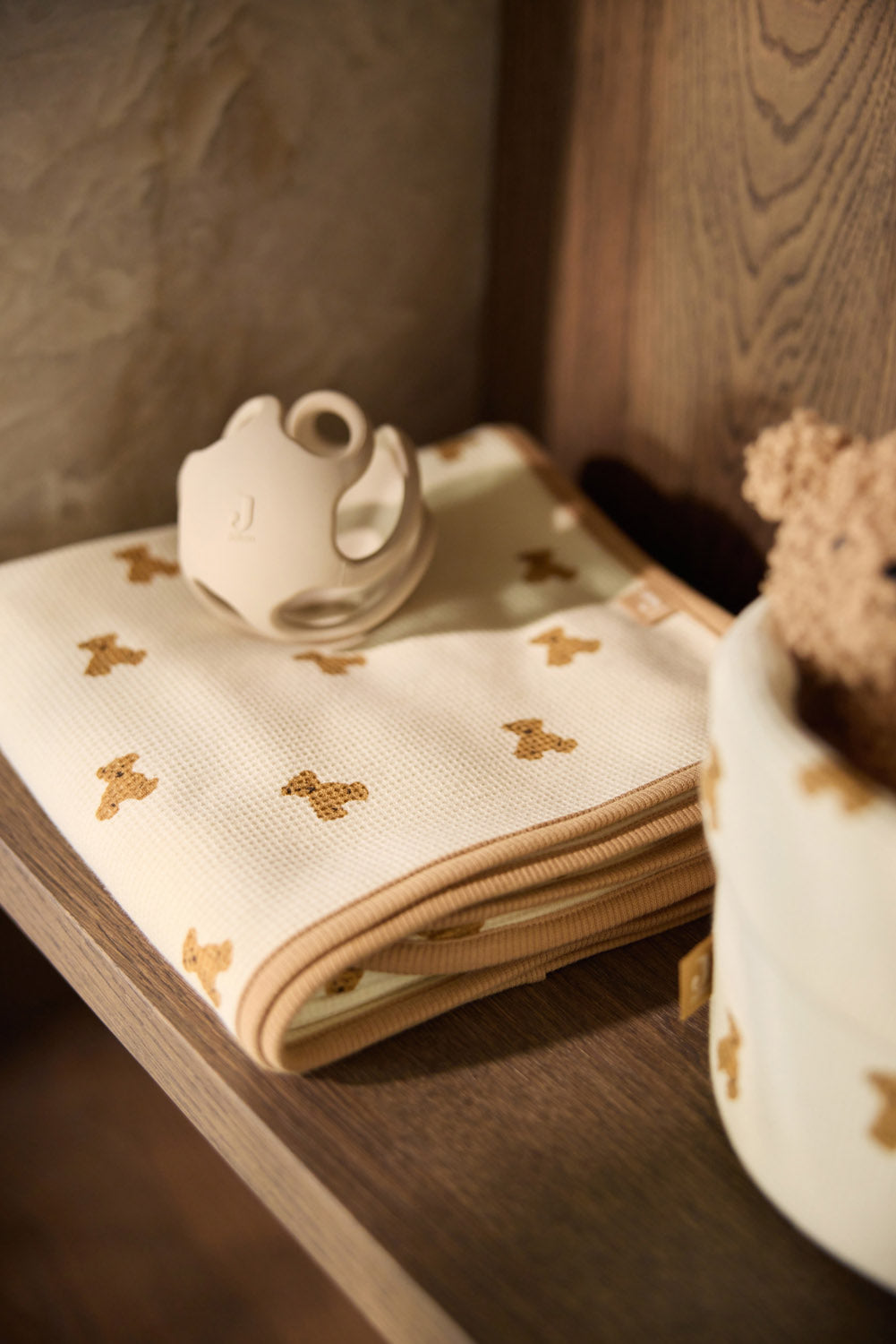 Couverture Bébé Little Waffle Mini Teddy Bear 75 × 100 cm | Jollein