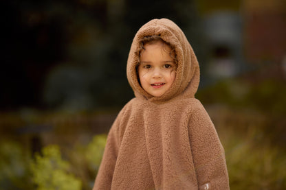 Poncho Chaud Enfant Teddy Fleece Dark Hazel | Jollein